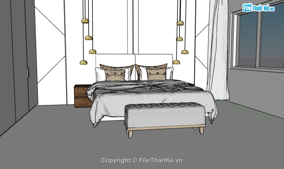 nội thất phòng ngủ,File nội thất phòng ngủ,model sketchup phòng ngủ