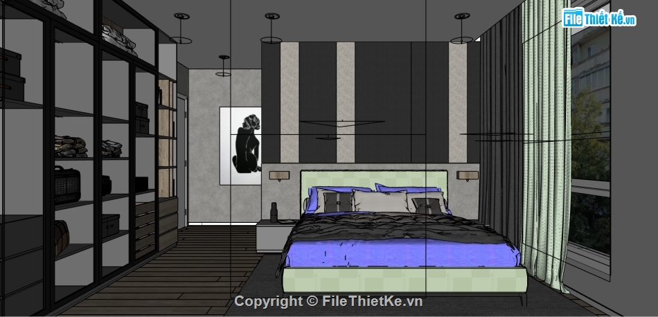 nội thất phòng ngủ,File sketchup nội thất phòng ngủ,sketchup thiết kế nội thất,mẫu sketchup nội thất phòng ngủ