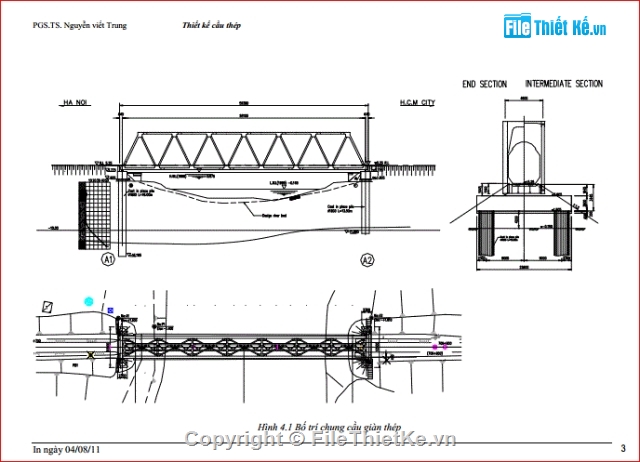 bản vẽ thiết kế,Cầu giàn thép,bản vẽ cầu giàn thép