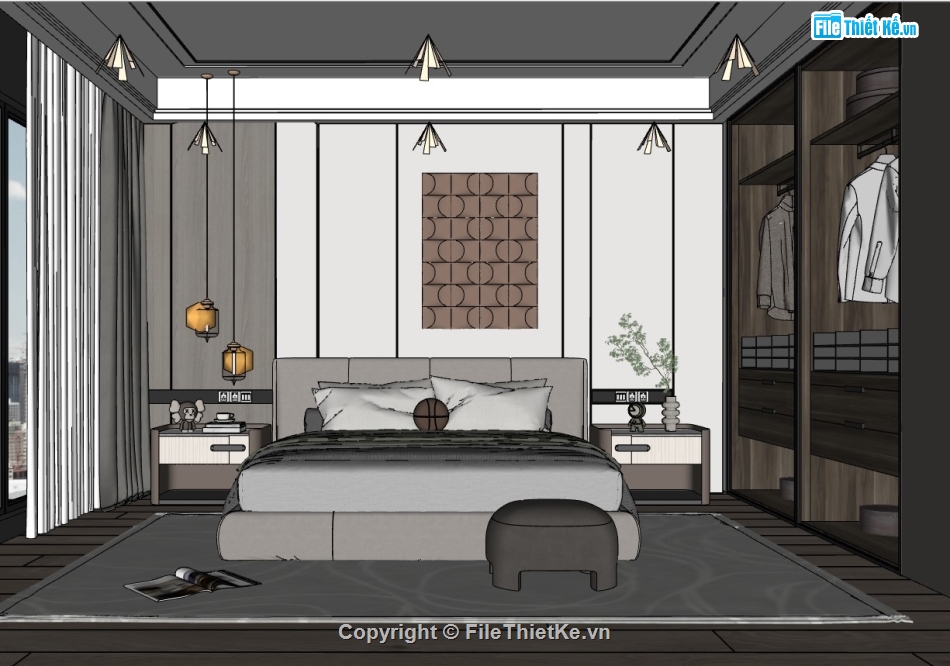 phòng ngủ sketchup,File phòng ngủ sketchup,File sketchup phòng ngủ đẹp,File phòng ngủ dựng sketchup