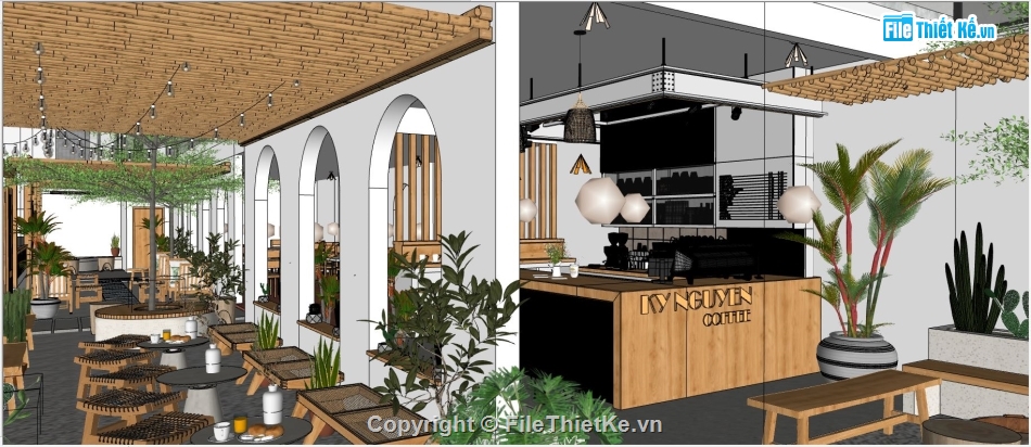 quán cafe file sketchup,quán cafe sketchup,sketchup quán cafe,cafe sketchup