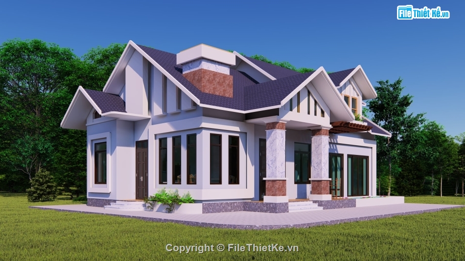 Revit Biệt thự 1 tầng,Revit 1 tầng mái thái,File revit biệt thự vườn,Revit biệt thự mái thái,file revit biệt thự 1 tầng,Biệt thự 1 tầng 8.78x14.78m