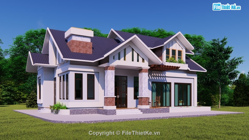 Revit Biệt thự 1 tầng,Revit 1 tầng mái thái,File revit biệt thự vườn,Revit biệt thự mái thái,file revit biệt thự 1 tầng,Biệt thự 1 tầng 8.78x14.78m