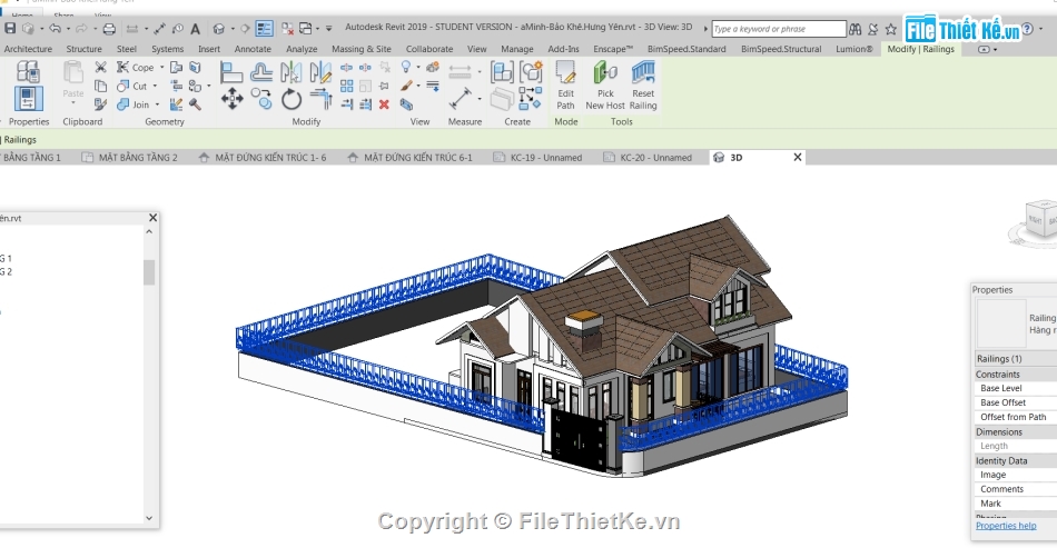 Revit Biệt thự 1 tầng,Revit 1 tầng mái thái,File revit biệt thự vườn,Revit biệt thự mái thái,file revit biệt thự 1 tầng,Biệt thự 1 tầng 8.78x14.78m