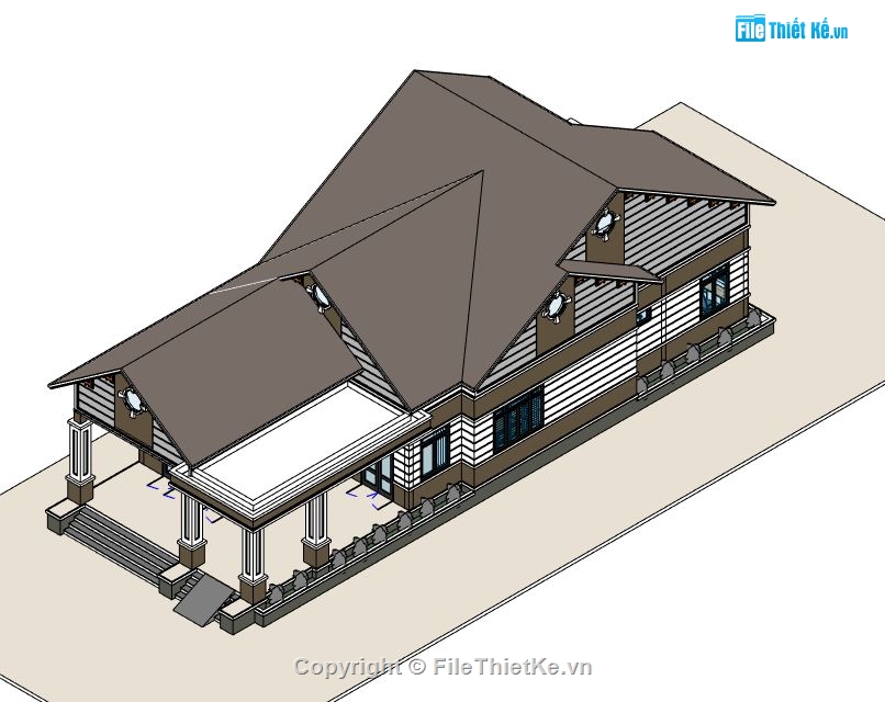 biệt thự đẹp 1 tầng,kiến trúc biệt thự 1 tầng,revit biệt thự trệt,biệt thự vườn,kiến trúc mái thái 1 tầng