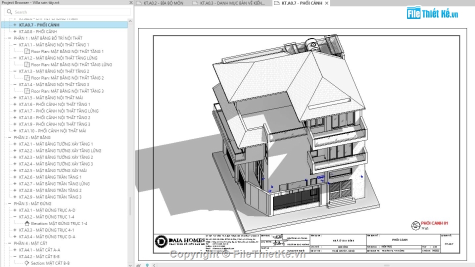 file revit biệt thự,revit biệt thự 4 tầng,revit biệt thự