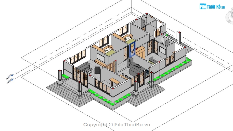 biệt thự 1 tầng revit,file revit biệt thự,bản vẽ revit biệt thự 1 tầng,revit biệt thự 1 tầng