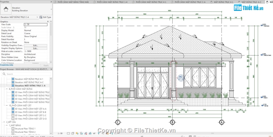 biệt thự 1 tầng revit,file revit biệt thự,bản vẽ revit biệt thự 1 tầng,revit biệt thự 1 tầng