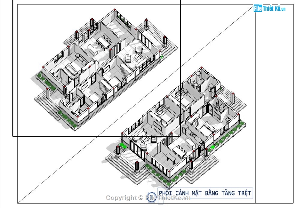 biệt thự 1 tầng revit,file revit biệt thự,bản vẽ revit biệt thự 1 tầng,revit biệt thự 1 tầng