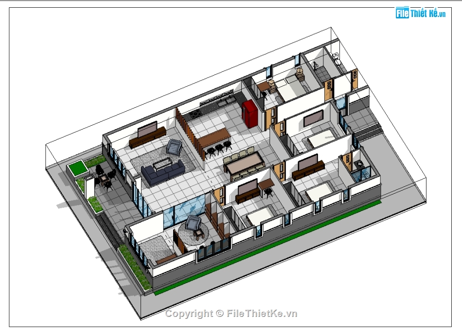 bản vẽ revit biệt thự 1 tầng,revit biệt thự 1 tầng,bản vẽ revit mái thái 1 tầng,file revit biệt thự