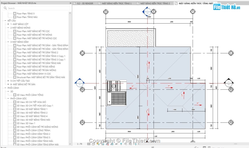 biệt thự 2 tầng,revit biệt thự 2 tầng,biệt thự revit