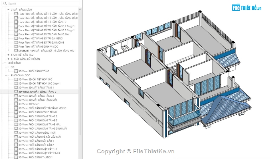 biệt thự 2 tầng,revit biệt thự 2 tầng,biệt thự revit