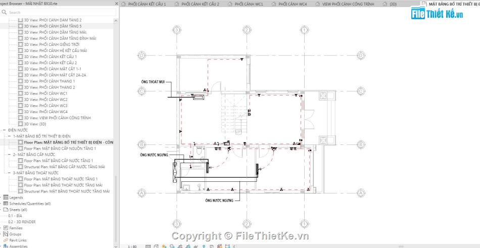 biệt thự 2 tầng,revit biệt thự 2 tầng,biệt thự revit