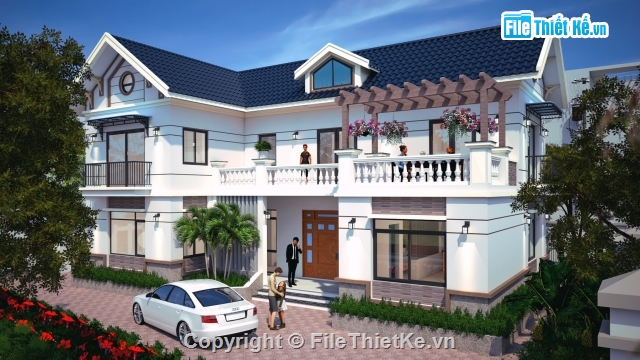 Biệt thự  2 tầng,biệt thự đẹp 2 tầng,File revit Biệt thự 2 tầng