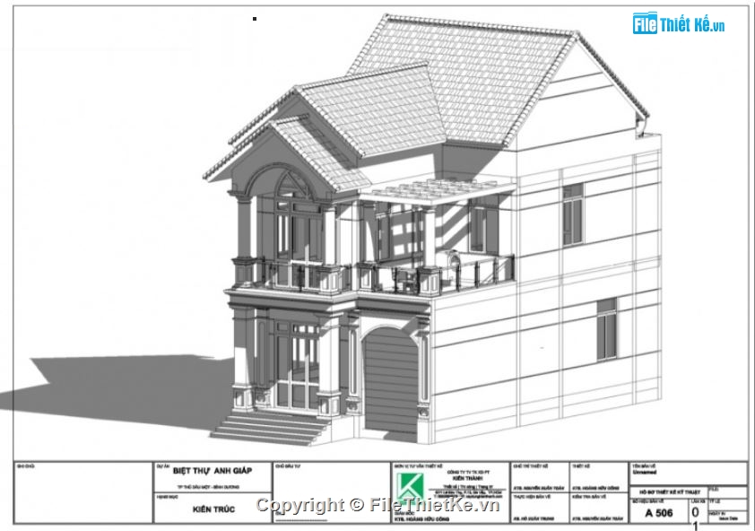 biệt thự 2 tầng,revit biệt thự 2 tầng,phối cảnh biệt thự 2 tầng