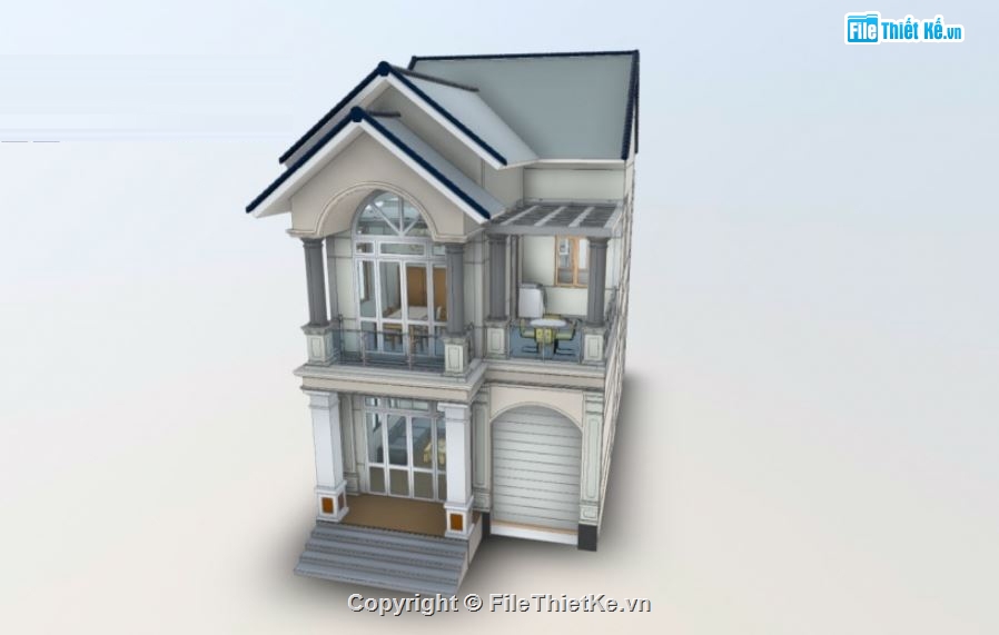 biệt thự 2 tầng,revit biệt thự 2 tầng,phối cảnh biệt thự 2 tầng