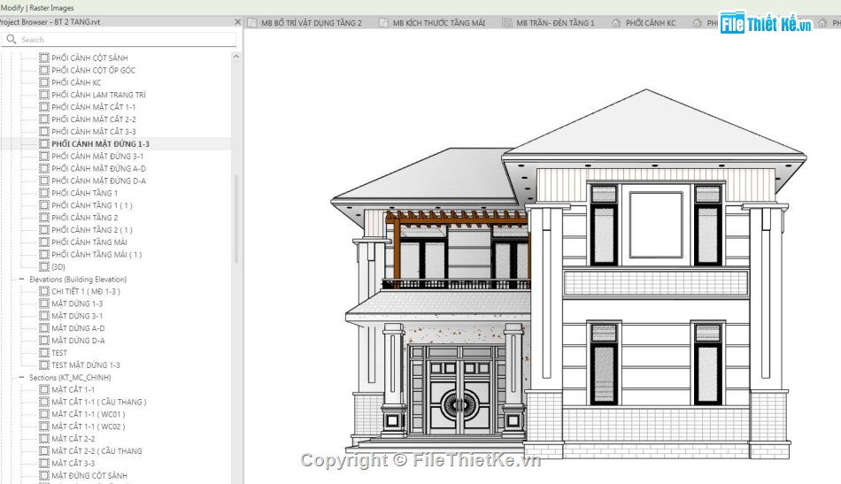 revit biệt thự 2 tầng,biệt thự 2 tầng,biệt thự 2 tầng revit