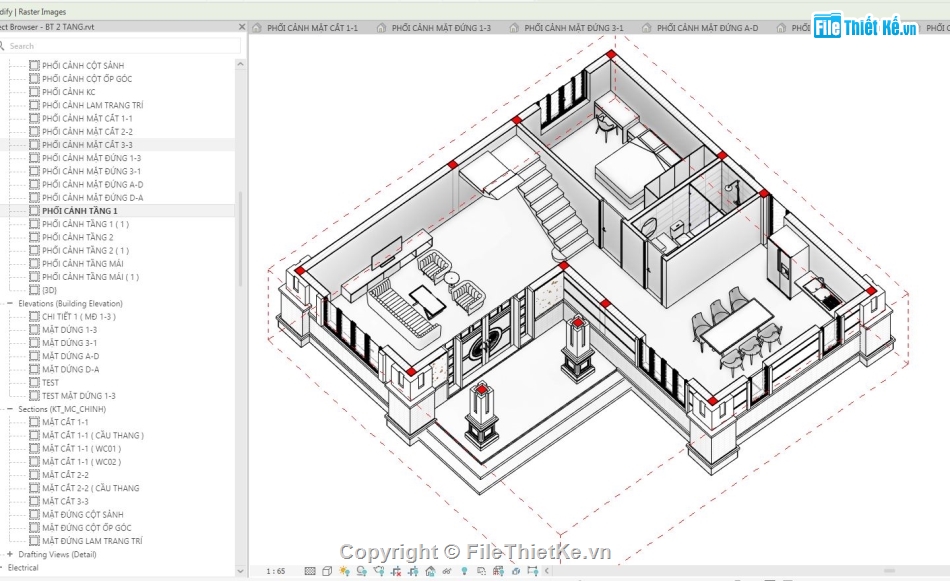 revit biệt thự 2 tầng,biệt thự 2 tầng,biệt thự 2 tầng revit