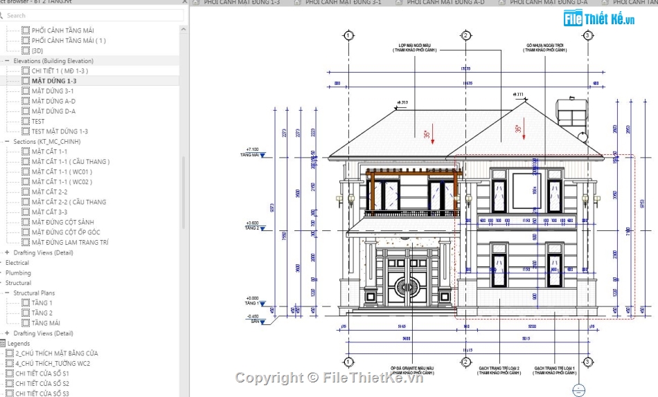 revit biệt thự 2 tầng,biệt thự 2 tầng,biệt thự 2 tầng revit