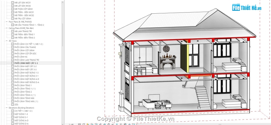 revit biệt thự 2 tầng,biệt thự 2 tầng,biệt thự 2 tầng revit