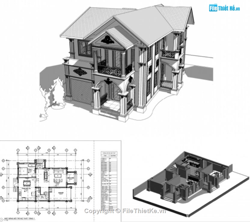 biệt thự 2 tầng,kiến trúc biệt thự 2 tầng,bản vẽ biệt thự