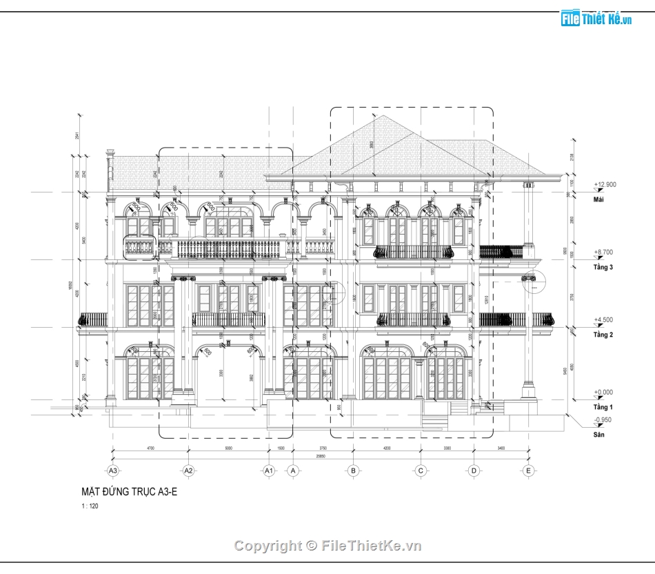 revit biệt thự tân cổ điển,Biệt thự 3 tầng tân cổ điển revit,Biệt thự 3 tầng revit,File revit Biệt thự 3 tầng