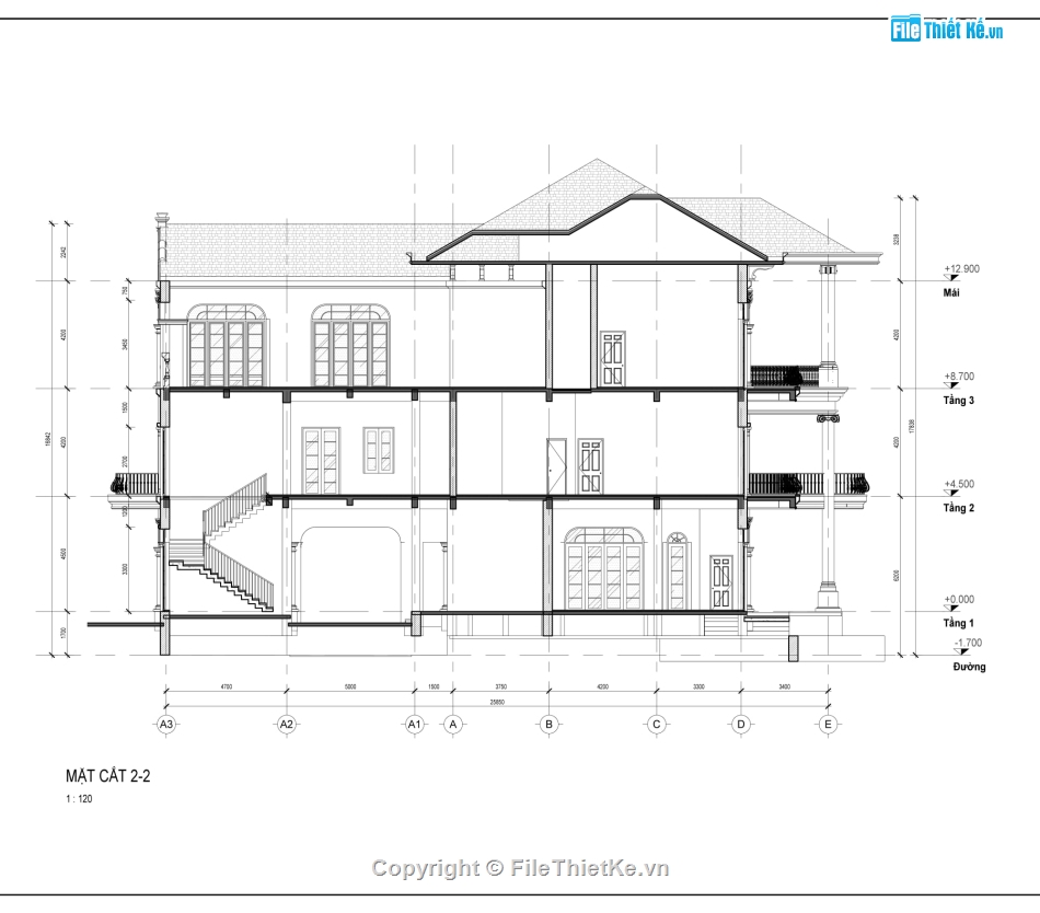 revit biệt thự tân cổ điển,Biệt thự 3 tầng tân cổ điển revit,Biệt thự 3 tầng revit,File revit Biệt thự 3 tầng