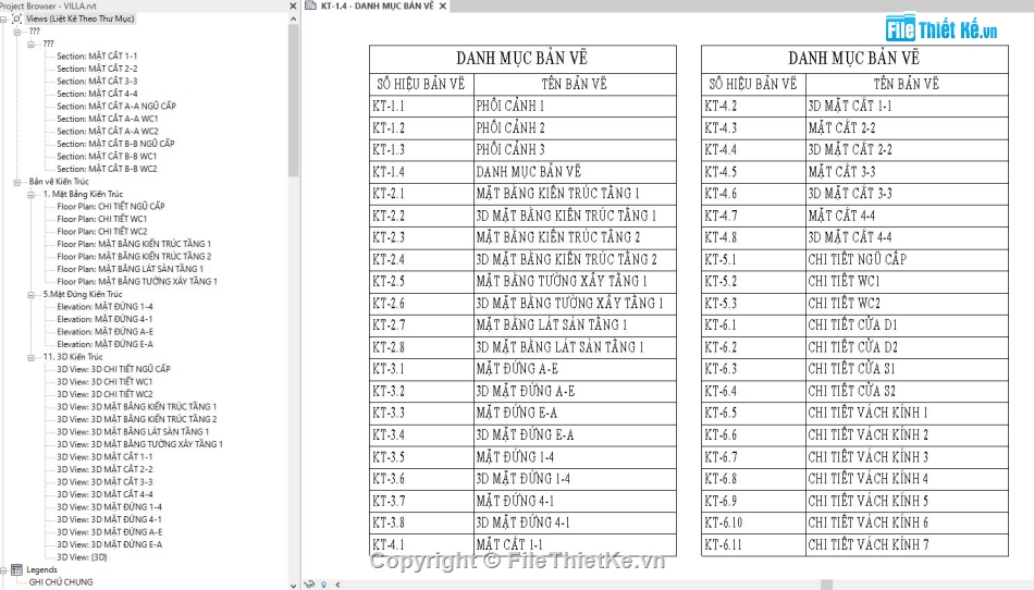 Bản vẽ revit biệt thự 1 tầng,Revit biệt thự 1 tầng,File revit biệt thự 1 tầng,File revit biệt thự 11.95x18.2m,Bản vẽ biệt thự 1 tầng