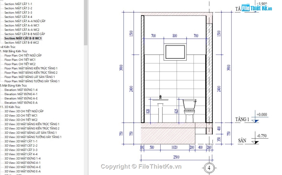 Bản vẽ revit biệt thự 1 tầng,Revit biệt thự 1 tầng,File revit biệt thự 1 tầng,File revit biệt thự 11.95x18.2m,Bản vẽ biệt thự 1 tầng