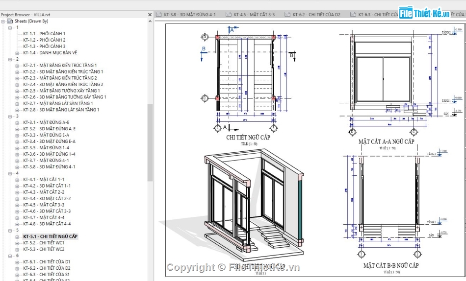 Bản vẽ revit biệt thự 1 tầng,Revit biệt thự 1 tầng,File revit biệt thự 1 tầng,File revit biệt thự 11.95x18.2m,Bản vẽ biệt thự 1 tầng