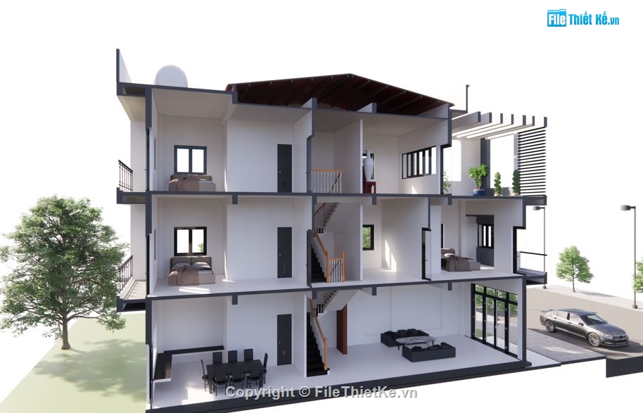 nhà phố 3 tầng,nhà 3 tầng,file nhà 3 tầng,cad nhà 3 tầng,Revit nhà 3 tầng