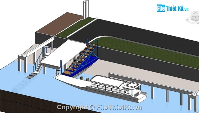 Cầu phao nổi FCC,Cầu phao nổi,công trình revit,cầu phao nước lớn,cầu phao nước nhỏ,Phối cảnh cầu phao