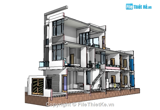 công trình nhà dân,nhà 3 tầng,công trình revit,revit achitecture,bản vẽ revit,nhà phố 3 tầng