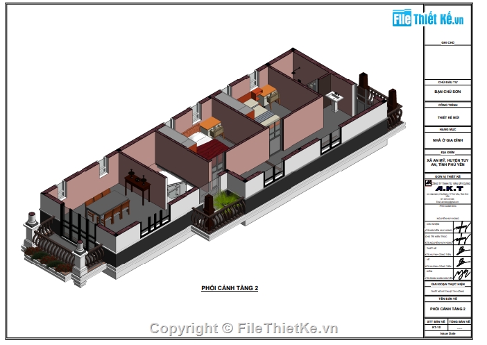 nhà 2 tầng mái thái 6x18.2m,biệt thư mái thái file revit,file revit full biệt thự mái thái,nhà biệt thư 2 tầng mái thái,bản vẽ biệt thự 2 tầng mái thái