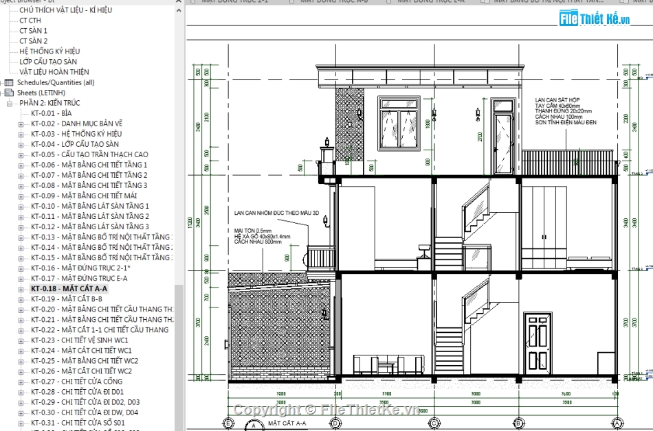 revit biệt thự 3 tầng,File revit biệt thự 3 tầng,Bản vẽ revit biệt thự 3 tầng,Biệt thự 3 tầng 9.25x13.8m,Bản vẽ biệt thự 3 tầng