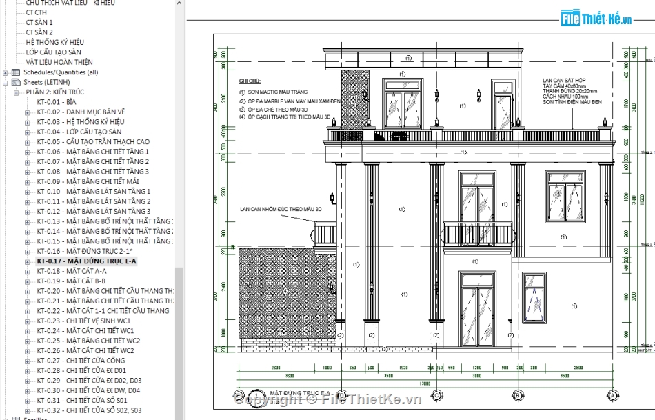 revit biệt thự 3 tầng,File revit biệt thự 3 tầng,Bản vẽ revit biệt thự 3 tầng,Biệt thự 3 tầng 9.25x13.8m,Bản vẽ biệt thự 3 tầng