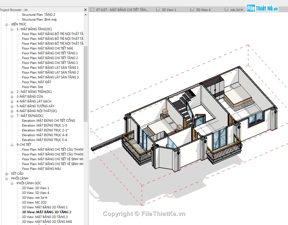 revit biệt thự 3 tầng,File revit biệt thự 3 tầng,Bản vẽ revit biệt thự 3 tầng,Biệt thự 3 tầng 9.25x13.8m,Bản vẽ biệt thự 3 tầng