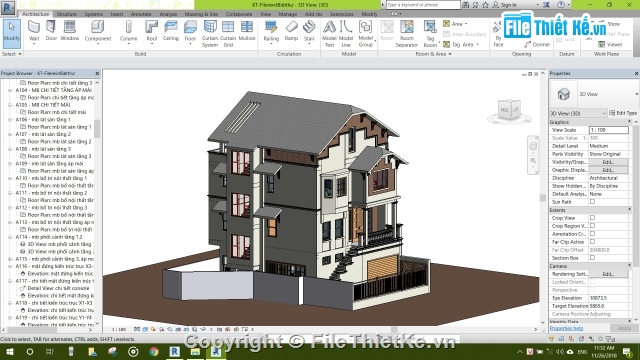 kiến trúc biệt thự,kiến trúc 4 tầng,revit biệt thự,file revit biệt thự,file revit biệt thự đẹp