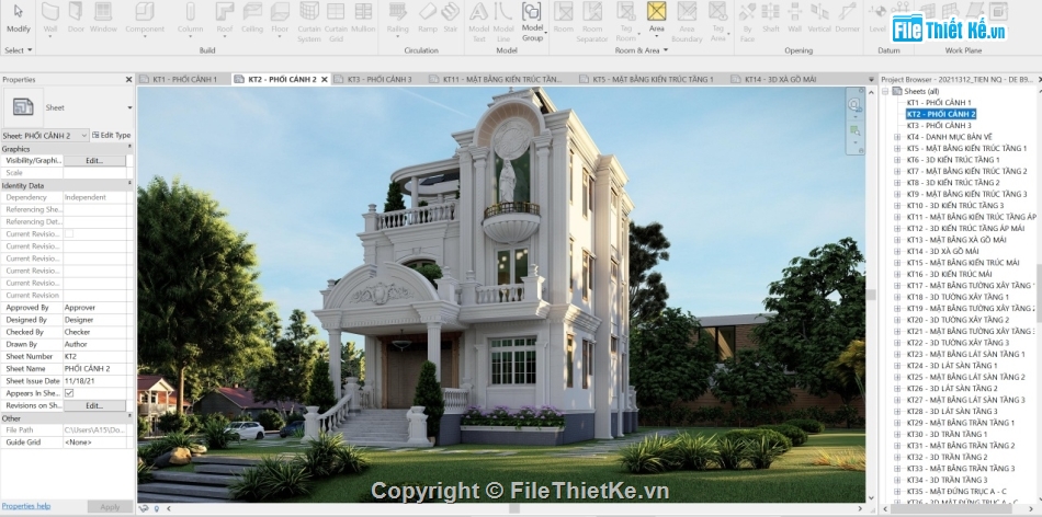 Biệt thự tân cổ điển,revit Biệt thự,revit tân cổ điển,Biệt thự cổ điển,revit biệt thự tân cổ điển