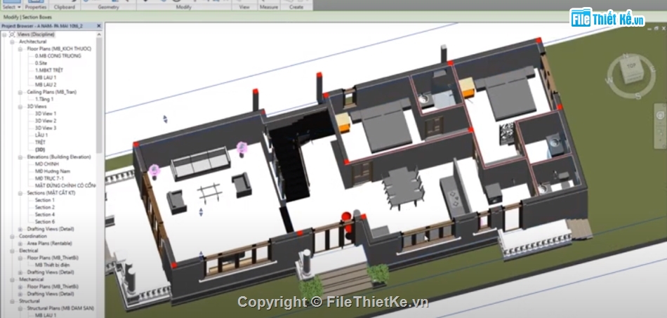 revit biệt thự 2 tầng,file revit biệt thự,bản vẽ revit biệt thự 2 tầng,phối cảnh ngoại thất nhà 2 tầng