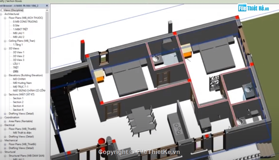 revit biệt thự 2 tầng,file revit biệt thự,bản vẽ revit biệt thự 2 tầng,phối cảnh ngoại thất nhà 2 tầng