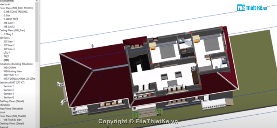 revit biệt thự 2 tầng,file revit biệt thự,bản vẽ revit biệt thự 2 tầng,phối cảnh ngoại thất nhà 2 tầng