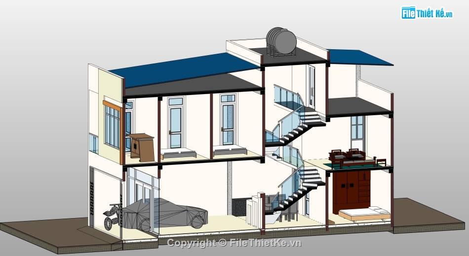 Revit nhà phố 2 tầng,nhà phố 2 tầng 5.5x14.5m,file revit nhà phố 2 tầng,nhà phố 2 tầng file revit,nhà phố lệch tầng