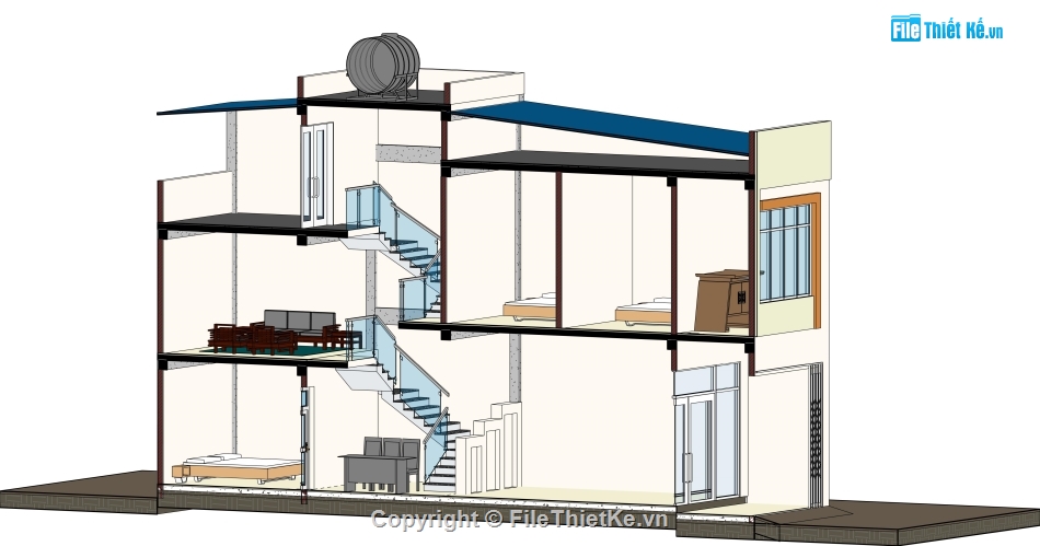 Revit nhà phố 2 tầng,nhà phố 2 tầng 5.5x14.5m,file revit nhà phố 2 tầng,nhà phố 2 tầng file revit,nhà phố lệch tầng