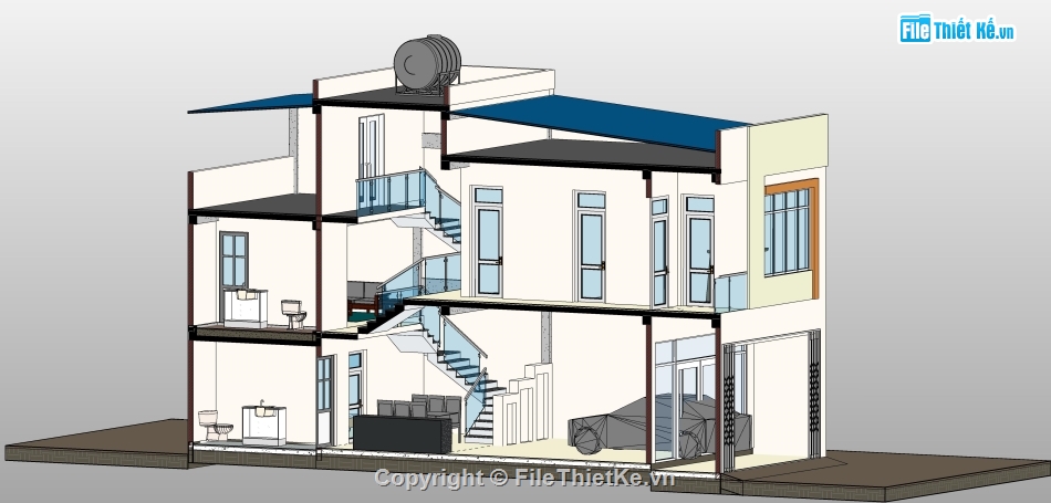 Revit nhà phố 2 tầng,nhà phố 2 tầng 5.5x14.5m,file revit nhà phố 2 tầng,nhà phố 2 tầng file revit,nhà phố lệch tầng