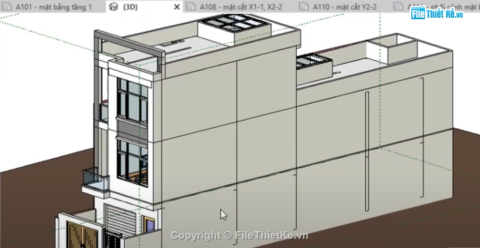 nhà phố 3 tầng revit,Revit nhà phố 3 tầng,file revit nhà phố 3 tầng,revit nhà phố,Nhà phố 3 tầng 5.38x22.85m