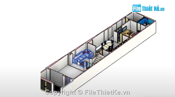 nhà phố 3 tầng revit,Revit nhà phố 3 tầng,file revit nhà phố 3 tầng,revit nhà phố,Nhà phố 3 tầng 5.38x22.85m