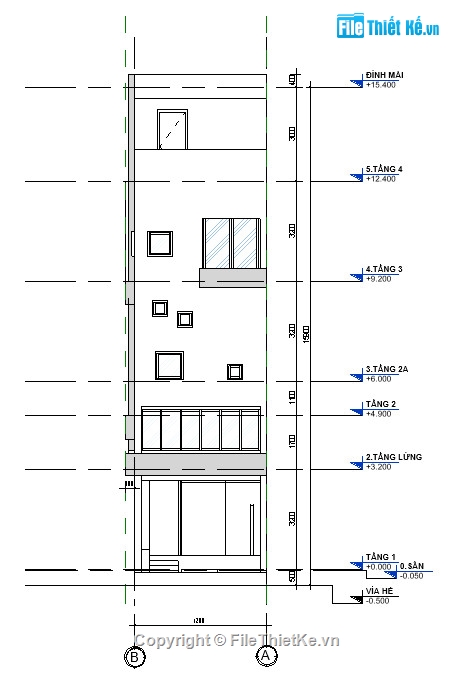 Nhà phố 4 tầng,revit nhà phố 4 tầng,nhà phố 4 tầng file revit,bản vẽ nhà phố 4 tầng,nhà phố 4 tầng 4.2x18m