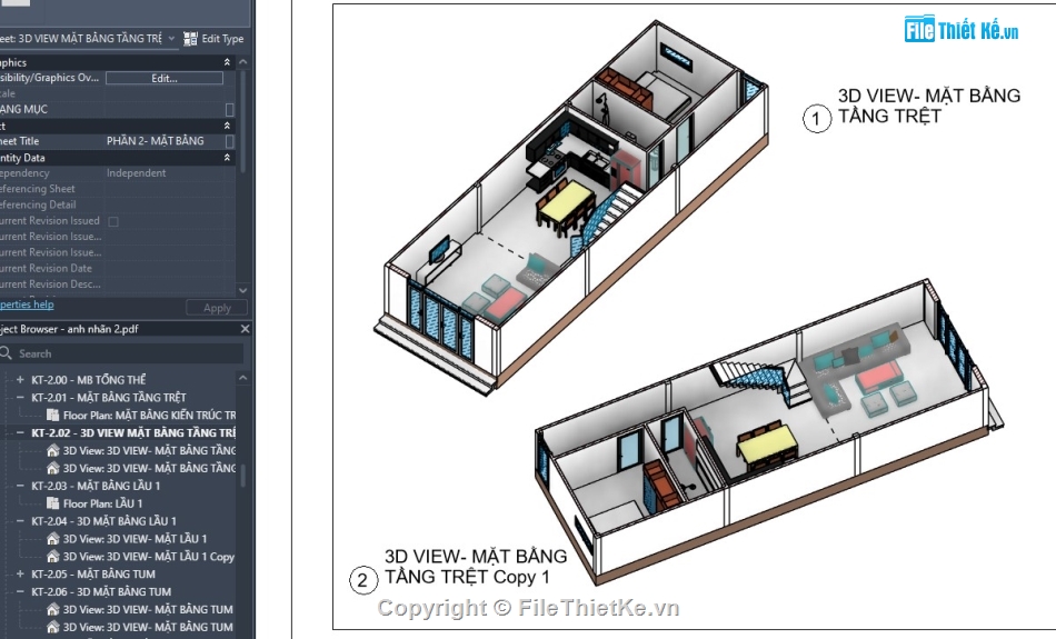 revit nhà phố,revit nhà phố 5x15m,revit nhà phố 3 tầng 7.5x14