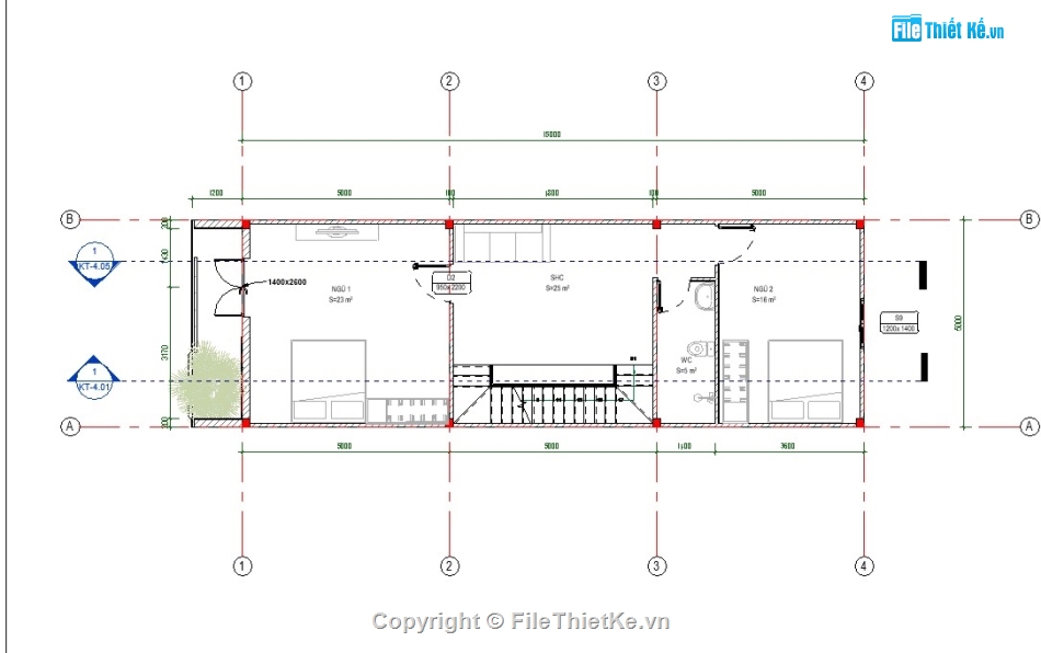 revit nhà phố,revit nhà phố 5x15m,revit nhà phố 3 tầng 7.5x14